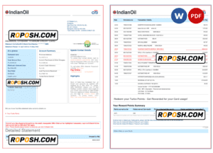 India Indian Oil utility bill template in Word and PDF format, 6 pages
