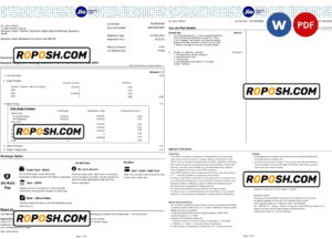 India Jio Digital Life bank statement, Word and PDF template, 4 pages