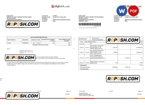 Indonesia DBS Digibank statement, Word and PDF template, 2 pages