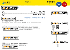 Italy Gruppo Hera utility bill, Word and PDF template