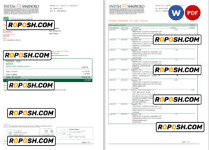 Italy Intesa Sanpaolo bank statement Word and PDF template, 2 pages
