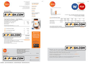 New Zealand Genesis Gas utility bill template in Word and PDF format, 3 pages