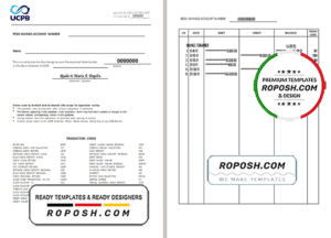 Philippines The United Coconut Planters Bank (UCPB) passbook template in Word and PDF format