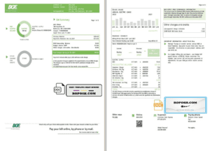 USA Maryland Baltimore Gas and Electric (BGE) utility bill template in Word and PDF format (2 pages)
