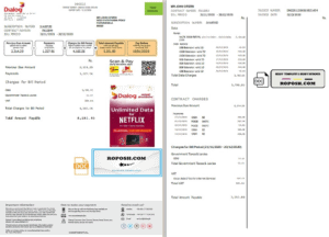 Sri Lanka Dialog utility bill template in Word and PDF format (2 pages)