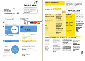 United Kingdom British Gas utility bill template in Word and PDF format fully editable (2 pages) version 1