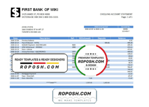 USA First Bank of Wiki easy to fill proof of address in Word and PDF format (.doc and .pdf)
