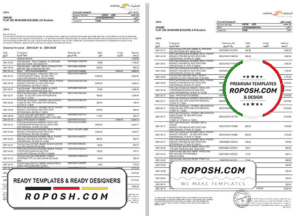 UAE Mashreq bank statement template in Word and PDF format, 3 pages