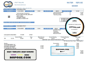 USA California City of Oxnard utility bill template in Word and PDF format