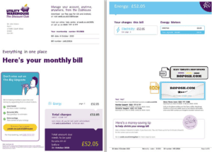 United Kingdom Utility Warehouse electricity utility bill template in Word and PDF format (6 pages)