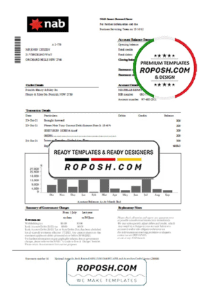 USA NAB Bank statement template in .xls and .pdf file format