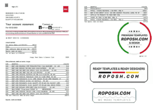 USA North Carolina BB&T Corp. bank statement template in Excel and PDF format (2 pages)