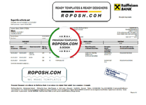 Romania Raiffeisen bank statement template in Word and PDF format