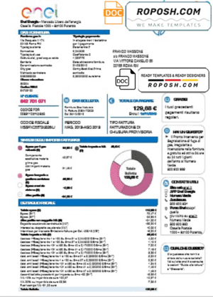 Italy Enel Energia utility bill template in Word and PDF format