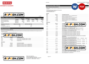 USA BECU bank statement, Word and PDF template, 4 pages