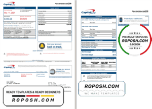 USA Capital One bank statement template in Excel and PDF format (2 pages) version 3