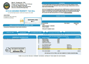 USA County of Orange California property tax bill template in Word and PDF format