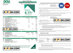 USA Massachusetts Digital Federal Credit Union (DCU) bank statement Word and PDF template, 5 pages