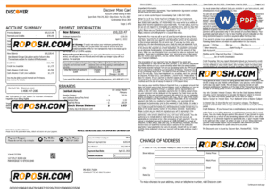 USA Discover credit card statement, Word and PDF template, 6 pages
