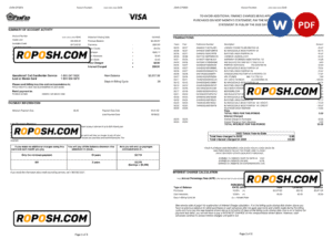 USA Pentagon Federal Credit Union (PenFed) bank statement, Word and PDF template, 3 pages