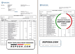 Uganda Stanbic bank statement template in Word and PDF format (3 pages)