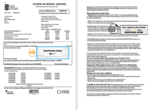 United Kingdom Hull City Council utility bill template in Word and PDF format, 2 pages