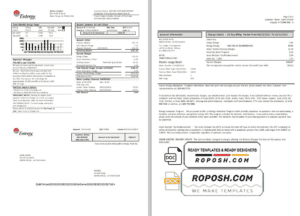 USA Entergy electricity utility bill template in Word and PDF format (2 pages)