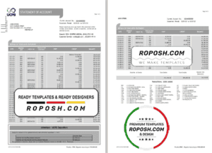 Philippines UCPB bank statement of account template in Excel and PDF format