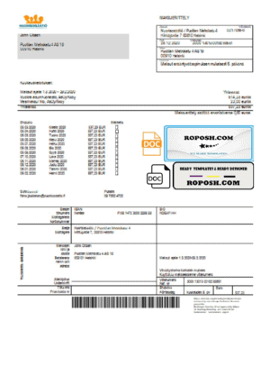 Finland Nuorisosäätiö Youth Foundation bill template in Word format