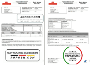 Malaysia AmBank Islamic bank statement template in Excel and PDF format (2 pages)