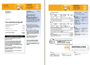 United Kingdom EDF utility bill template in Word and PDF format (3 pages)