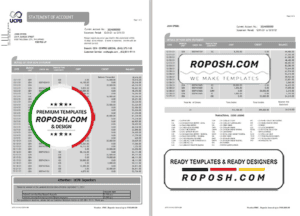 Philippines UCPB bank statement of account template in Word and PDF format
