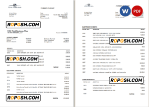 USA Fifth Third Bank statement, Word and PDF template, 2 pages