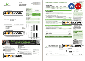 Australia Urban Utilities .doc and .pdf utility bill template