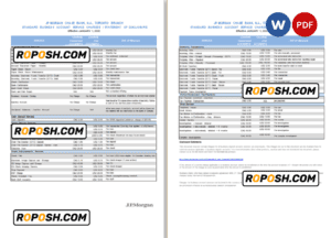 USA JP Morgan bank statement Word and PDF template, 2 pages, version 2