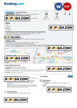 Mongolia hotel booking confirmation Word and PDF template, 2 pages