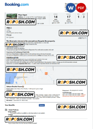 Myanmar hotel booking confirmation Word and PDF template, 2 pages