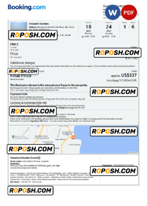 Sao Tome and Principe hotel booking confirmation Word and PDF template, 2 pages