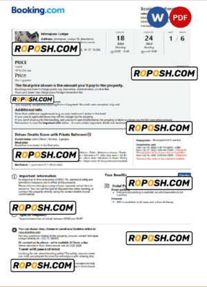 Sierra Leone hotel booking confirmation Word and PDF template