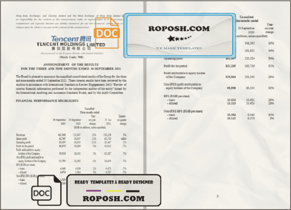 USA Tencent invoice template in Word and PDF format, fully editable
