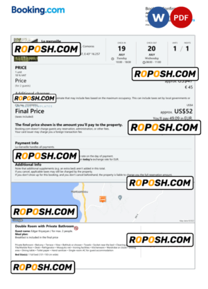 Comoros hotel booking confirmation Word and PDF template, 2 pages