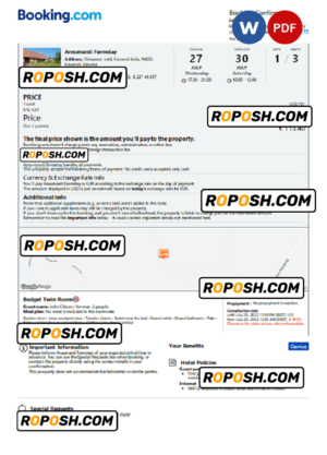Estonia hotel booking confirmation Word and PDF template, 2 pages