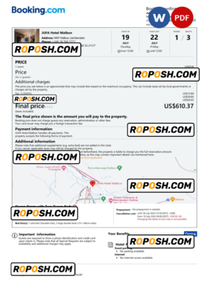 Liechtenstein hotel booking confirmation Word and PDF template, 2 pages