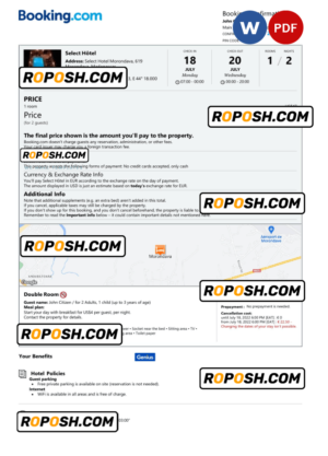 Madagascar hotel booking confirmation Word and PDF template, 2 pages