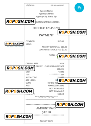 AGENCY payment receipt PSD template