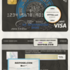 Afghanistan Da bank debit visa card template in PSD format, fully editable scan effect