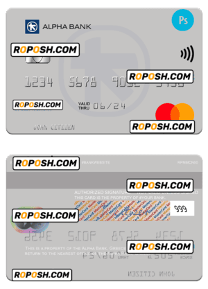 Greece Alpha bank mastercard credit card PSD template, version 3
