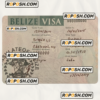 BELIZE travel visa PSD template, with fonts scan effect