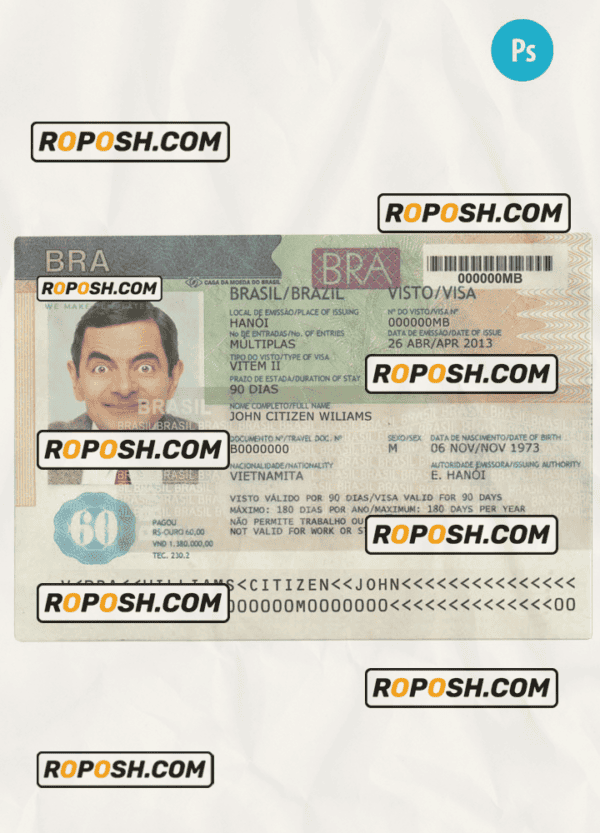 BRAZIL visa PSD template, with fonts, version 2