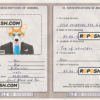 Belize dog (animal, pet) passport PSD template, completely editable
